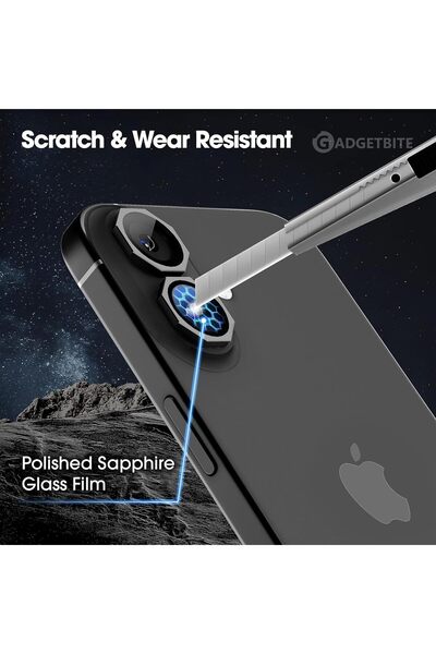 CaseHub iPhone 16 / 16 Plus Safir Kamera Koruyucu Premium Sekizgen Tasarım Takma ve Çıkarma Aparatlı