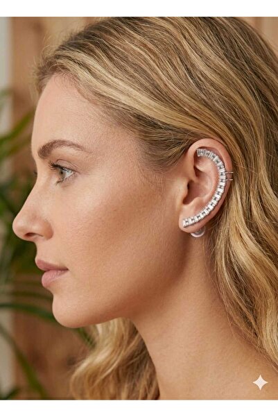 beyna aksesuar Crystal Stone Full Ear Hook Cartilage Earrings