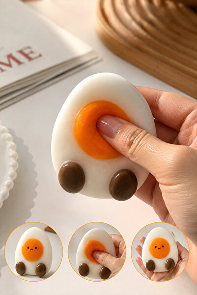 UĞURDAN Gerçekçi Yumurta Simülasyon Squishy Yapışkan Stres Oyuncağı 1 Adet
