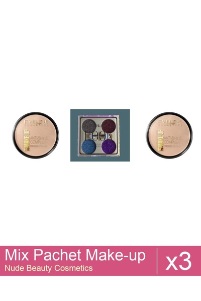 Makeup Set Mix 3 produse Palete Makeup: Pudra compacta, Eveline Cosmetics, An...