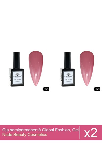 Makeup Set 2x Oja semipermanentă Global Fashion, Gel polish Elite Glow 15 ml,053