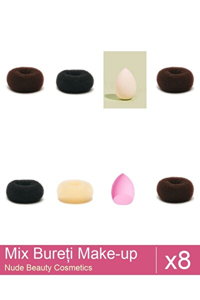 Makeup Set Mix 8 produse Bureti: Burete extra-soft pentru make-up, nude, Bure...
