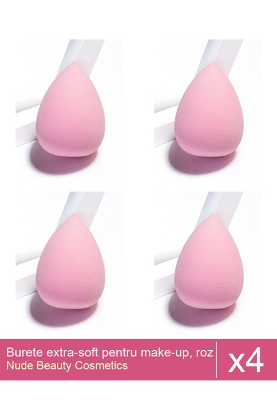 Makeup Set of 4 extra-soft makeup sponges, powder pink