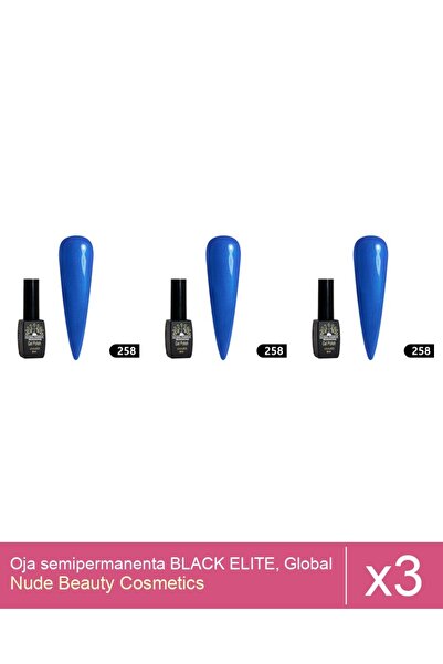 Makeup Set 3x Oja semipermanenta BLACK ELITE, Global Fashion 8 ml,258