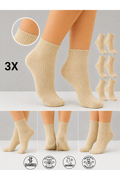 Bilal Çınar Tekstil Women's Bamboo Half-Toe Seamless Ribbed Washable Socks 3-...