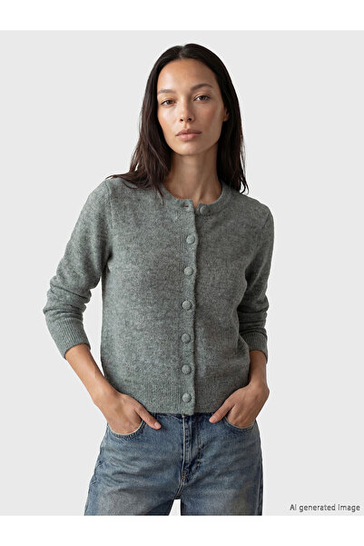 LC Waikiki Lcw Everyday Gray Crew Neck Women's Knitwear Cardigan