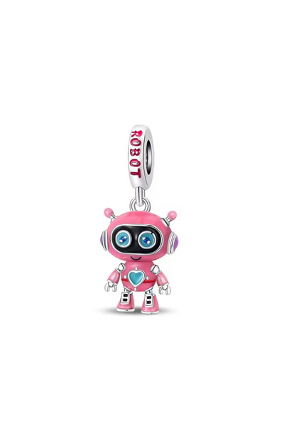 Choice14 B7347 925 Silver Black Bag Camera Charm Bead Pink Robot Coffee Penda...