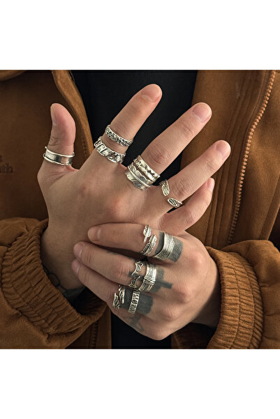 Choice silver color PuRui 12 Pcs Vintage Punk Metal Ring Sets for Men Gothic ...