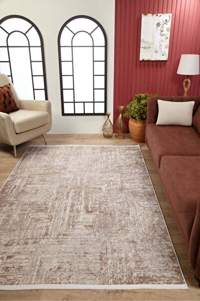 halinet Halı.Net Cream Modern Washable Non-Slip Living Room Carpet Haln-Hln1632