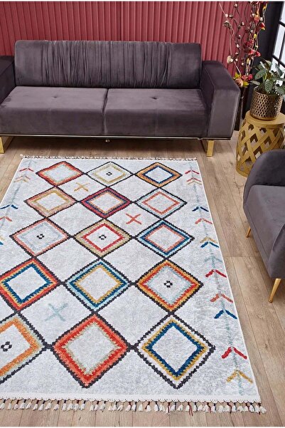 halinet Halı.Net Red Modern Washable Non-Slip Living Room Carpet Haln-Hln5010