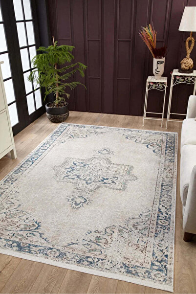 halinet Halı.Net Beige Classic Washable Non-Slip Living Room Carpet Haln-Hln1688