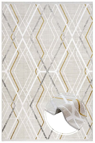 halinet Halı.Net White Modern Washable Non-Slip Living Room Carpet Nxs-Olymp-...