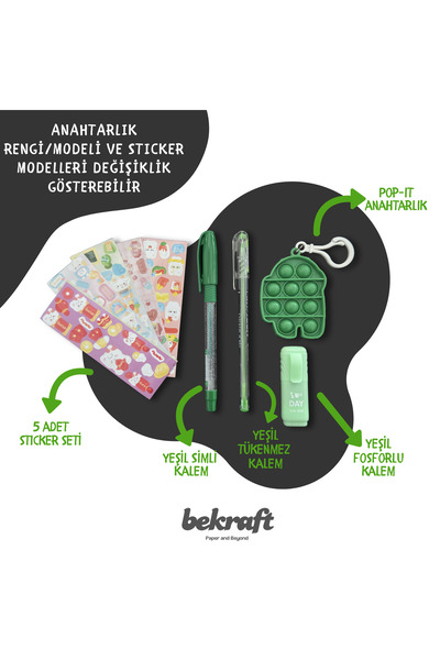 Bekraft Pop-Cup Kırtasiye Seti - Simli Kalem, Tükenmez Kalem, Fosforlu Kalem,...