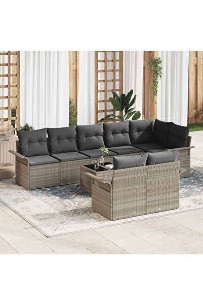 vidaxl Set de canapele pentru gradina 9 pcs Gri deschis Rattan poli