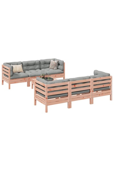 vidaxl Set canapele gradina cu perne, 7 piese, lemn masiv brad douglas