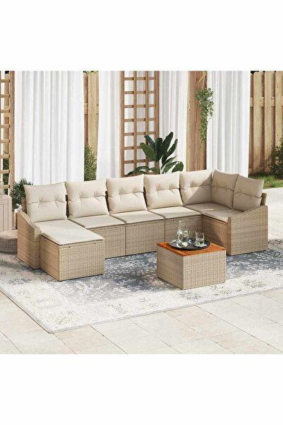 vidaxl Set de canapele pentru gradina 8 pcs Bej È™i crem poliratan