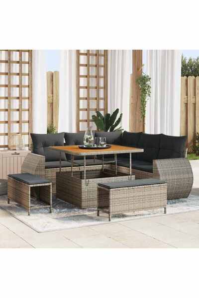 vidaxl Set de canapele pentru gradina 8 pcs Gri poliratan