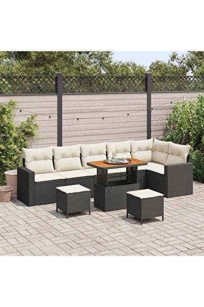vidaxl Set de canapele pentru gradina 9 pcs Negru poliratan