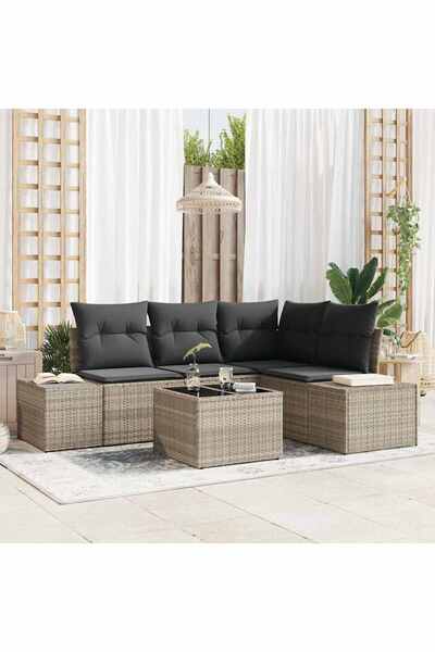 vidaxl Set de canapele pentru gradina Gri deschis poliratan