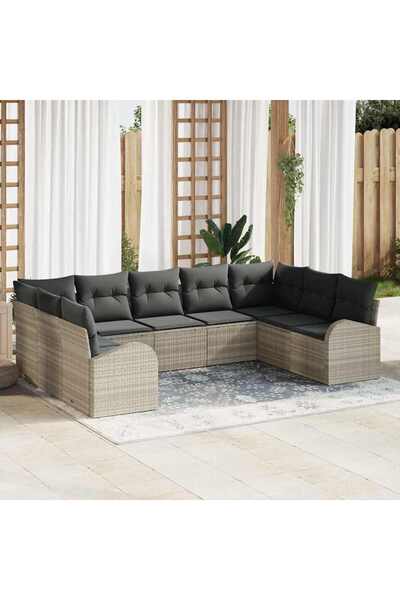 vidaxl Set de canapea cu perna Gri deschis Poli Rattan