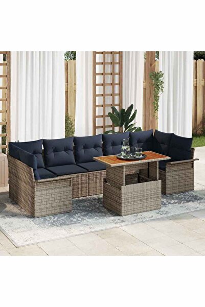 vidaxl Set de canapele pentru gradina 8 pcs Gri Rattan poli