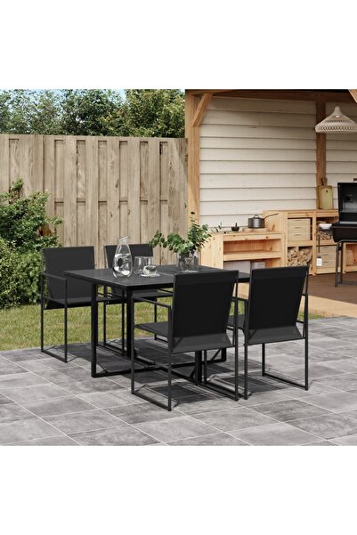 vidaxl Set mobilier de gradina, 5 piese, negru, textilena