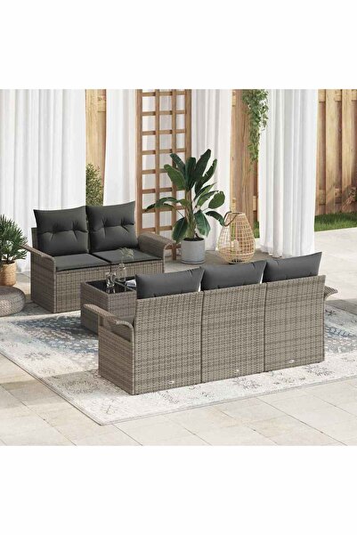 vidaxl Set de canapea cu perna 6 pcs Gri poliratan