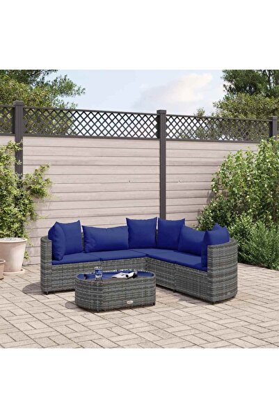 vidaxl Set mobilier gradina cu perne, 6 piese, gri, poliratan