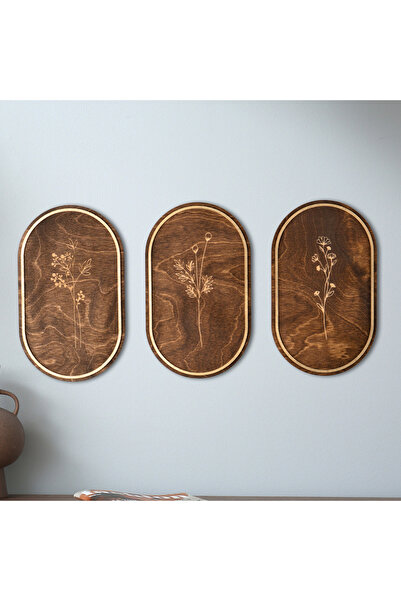 Minimalist Wooden Botanical Wall Decor 3-Piece Set Birch Wall Ornament