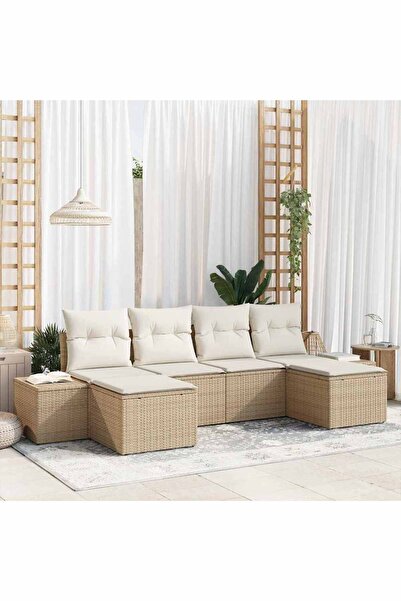 vidaxl Set de canapele pentru gradina 4 pcs Bej È™i crem poliratan