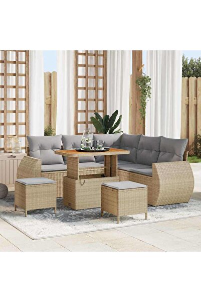 vidaxl Set de canapele pentru gradina 8 pcs Bej poliratan