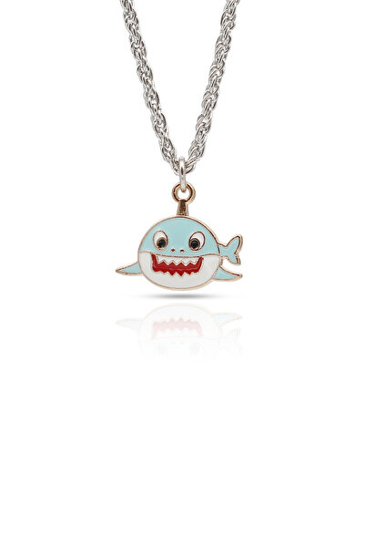 kolbi Shark Necklace Blue and White Enamel Fish Necklace - Colorful Enamel Tw...