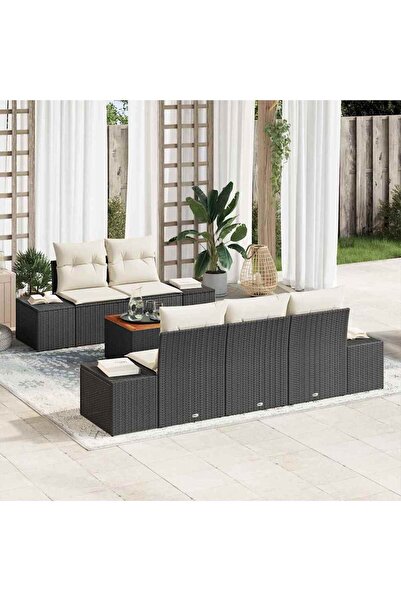vidaxl Set de canapele pentru gradina 6 pcs Negru È™i Crem poliratan