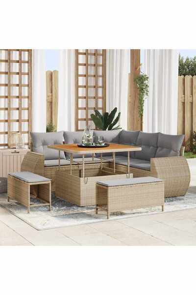 vidaxl Set de canapele pentru gradina 8 pcs Bej poliratan