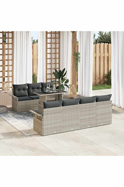 vidaxl Set de canapele pentru gradina 8 pcs Gri deschis poliratan