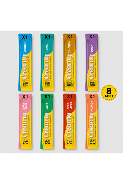 Delibon Creamy Cat Mix Karışık Krema Sıvı Kedi Ödül Maması 15gr (8 Adet)