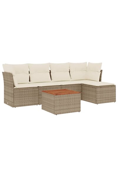 vidaxl Set canapele de gradina cu perne, 6 piese, bej, poliratan