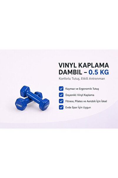 SLİPT 2’li Vinyl Dambıl Seti 0,5 KG x 2 – Evde Fitness & Pilates İçin Vinil Kaplı Demir Dambıl