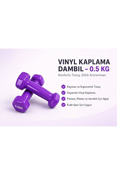 SLİPT 2’li Vinyl Dambıl Seti 0,5 KG x 2 – Evde Fitness & Pilates İçin Vinil Kaplı Demir Dambıl