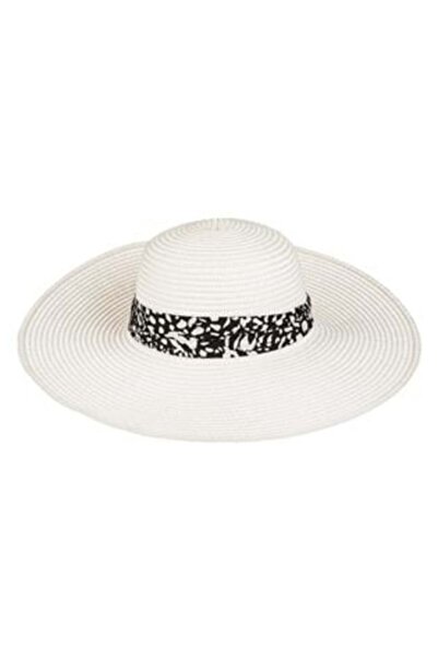 SHOPIENS White Hat with Black and White Scarf for Women