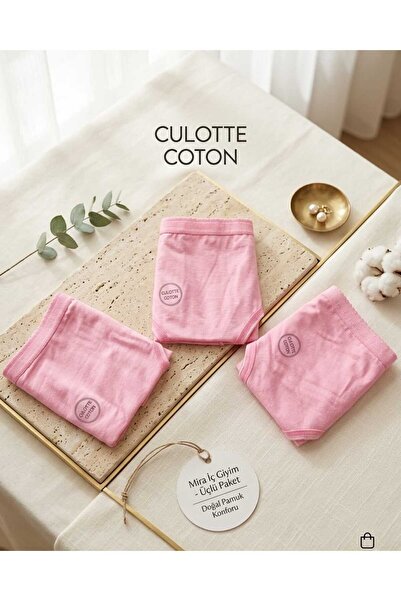 minecidem Kadın Penye Esnek Külot Pembe Renk 3 Lü Ekonomik Paket Culotte Cotton