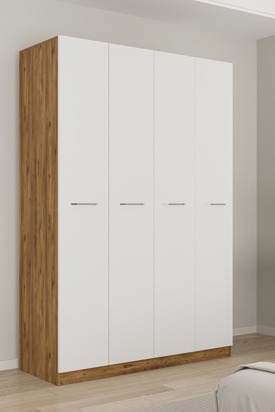 AEKA AE-3190 Burç 4 Kapaklı Çok Bölmeli Askılı Raflı ve Çekmeceli 210x140x53c...