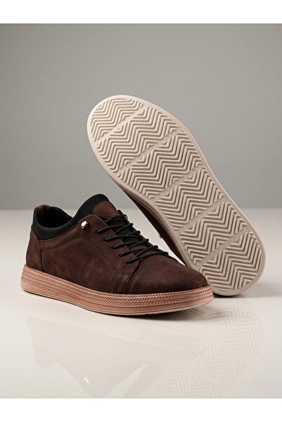 Passeri Shoes حذاء رياضي كاجوال للرجال من الجلد الطبيعي بنعل خاص باللون البني