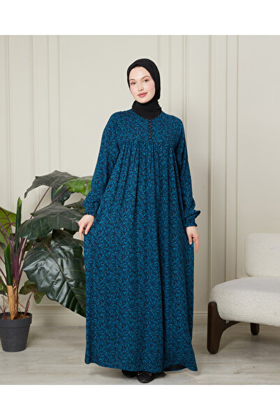 fistan Shirred Robadan Buttoned Front Viscose Fabric Tesseture Clothing Mothe...