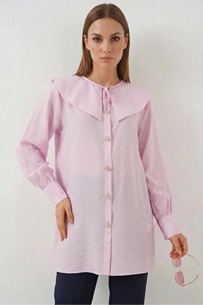 buğrahayalin Women's Baby Collar Viscose Powder Tunic