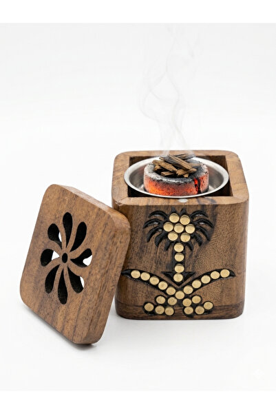 DUX Premium Handmade Wooden Bakhoor Burner - Arabic Oud Incense Holder with B...