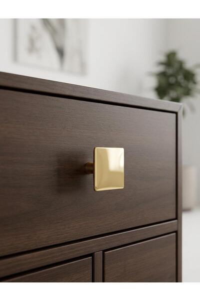 GOLDKULP 10'Lu Paket-Modern Kare Düğme Kulp - Ağır Zamak Metal - Gold / Siyah...