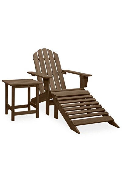 vidaxl Scaun de gradina Adirondack & otoman&masa maro, lemn masiv brad