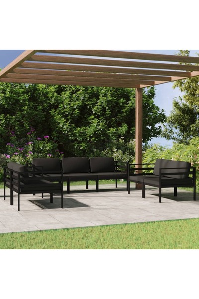 vidaxl Garden furniture set with cushions, 7 pieces, anthracite, aluminum