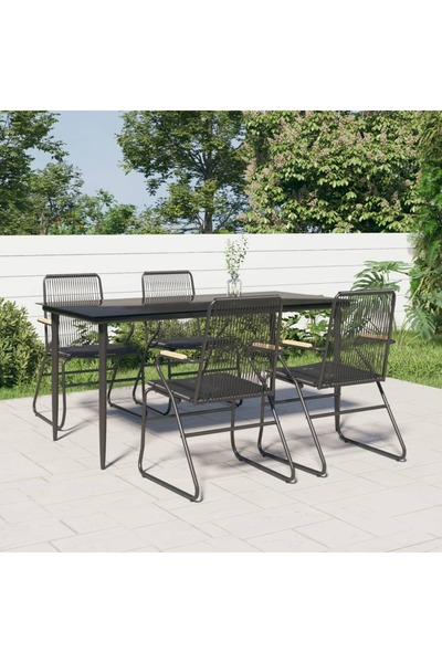 vidaxl Set mobilier de gradina, 5 piese, negru, ratan PVC
